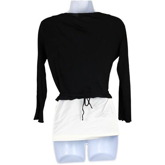 Velvet by Graham & Spencer Wrap Top Black Sequin V-Neck Long‎ Sleeve Women's M - Picture 2 of 9